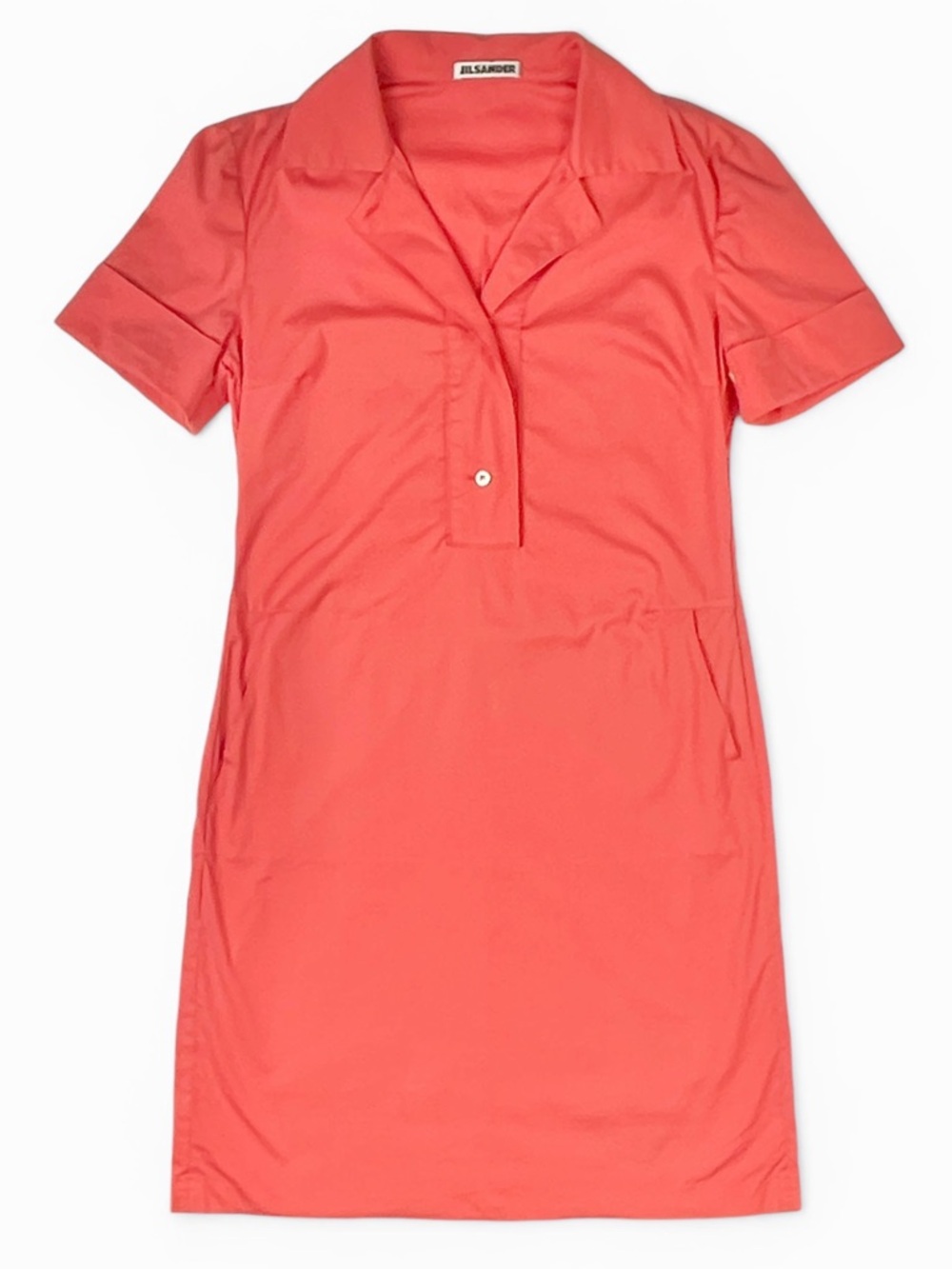 Jil Sander Pink Cotton Poplin Short Sleeve Mini Shirt Shift Dress 4